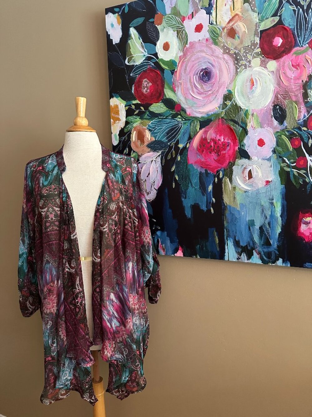 Avenue 22/24 Boho Kimono Duster Paisley Sheer Plus